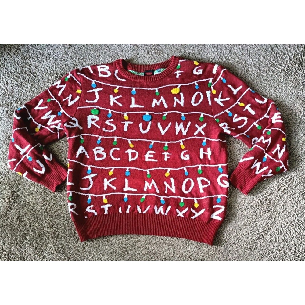 Stranger Things Sweater Men's Size XXL Graphic Print Red Christmas Holiday
